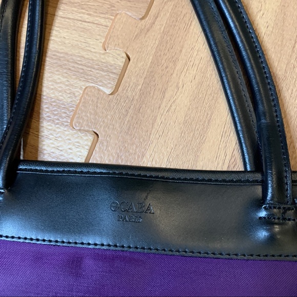 Vintage French nylon and leather reversible tote - Picture 4 of 17